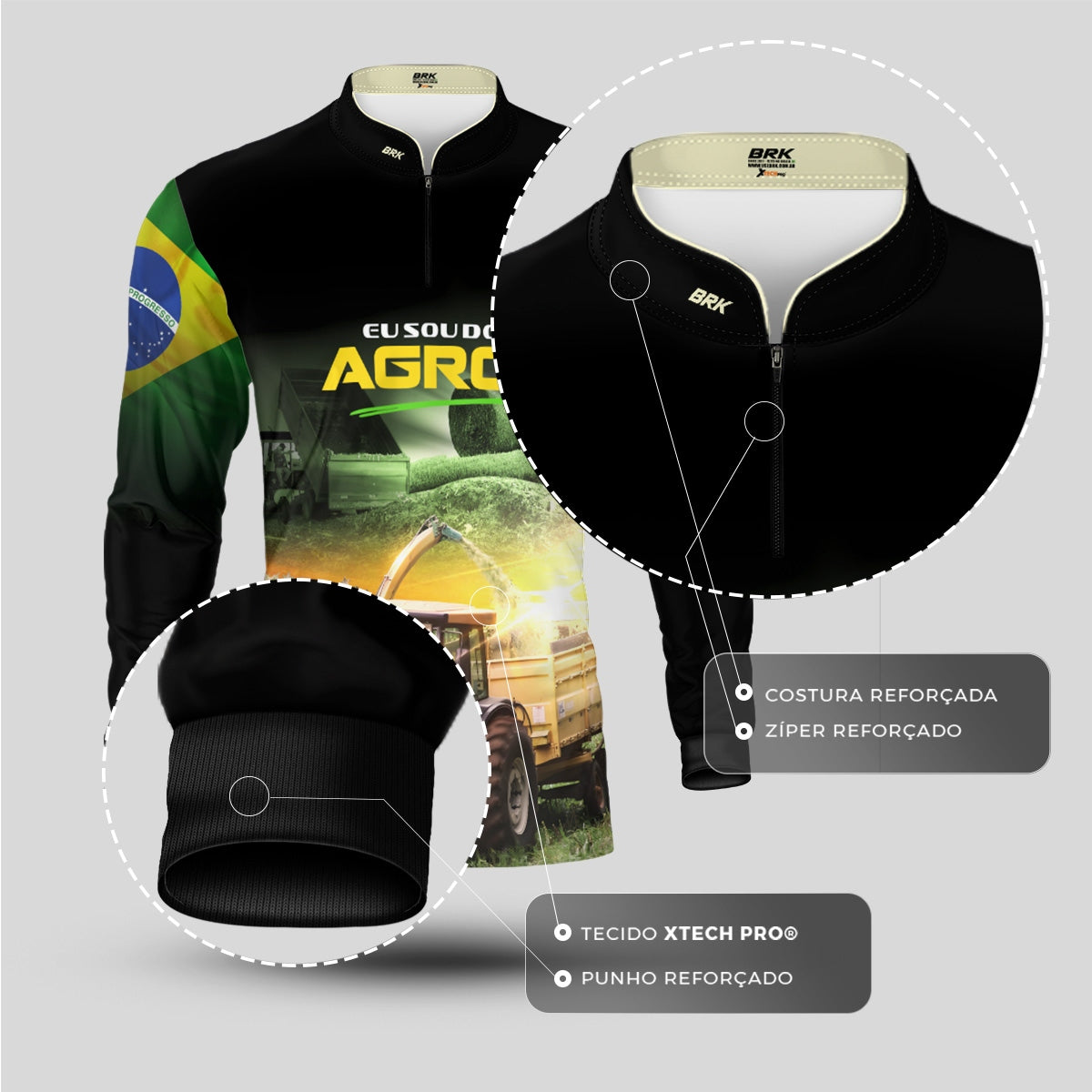 Camisa Agro Brk Eu Sou do Agro Colheita de Silagem com Proteção UV50 - Envio Imediato - Brk Agro