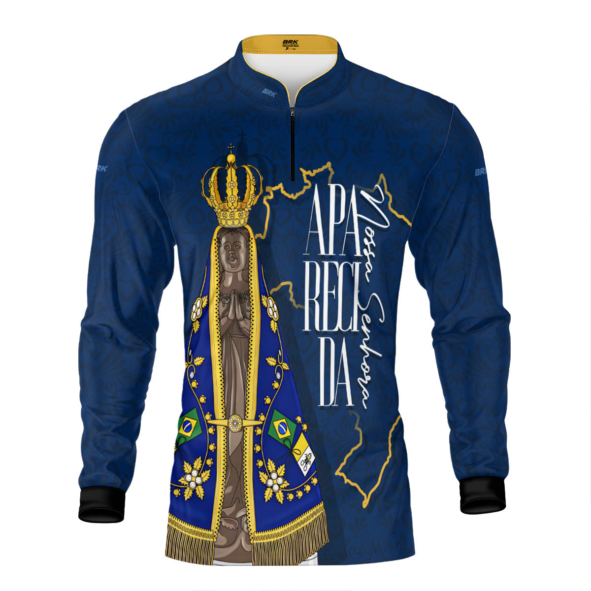 Camisa Agro Brk Eu Sou do Agro Padroeira do Brasil Azul com Proteção UV50 - Envio Imediato - Brk Agro