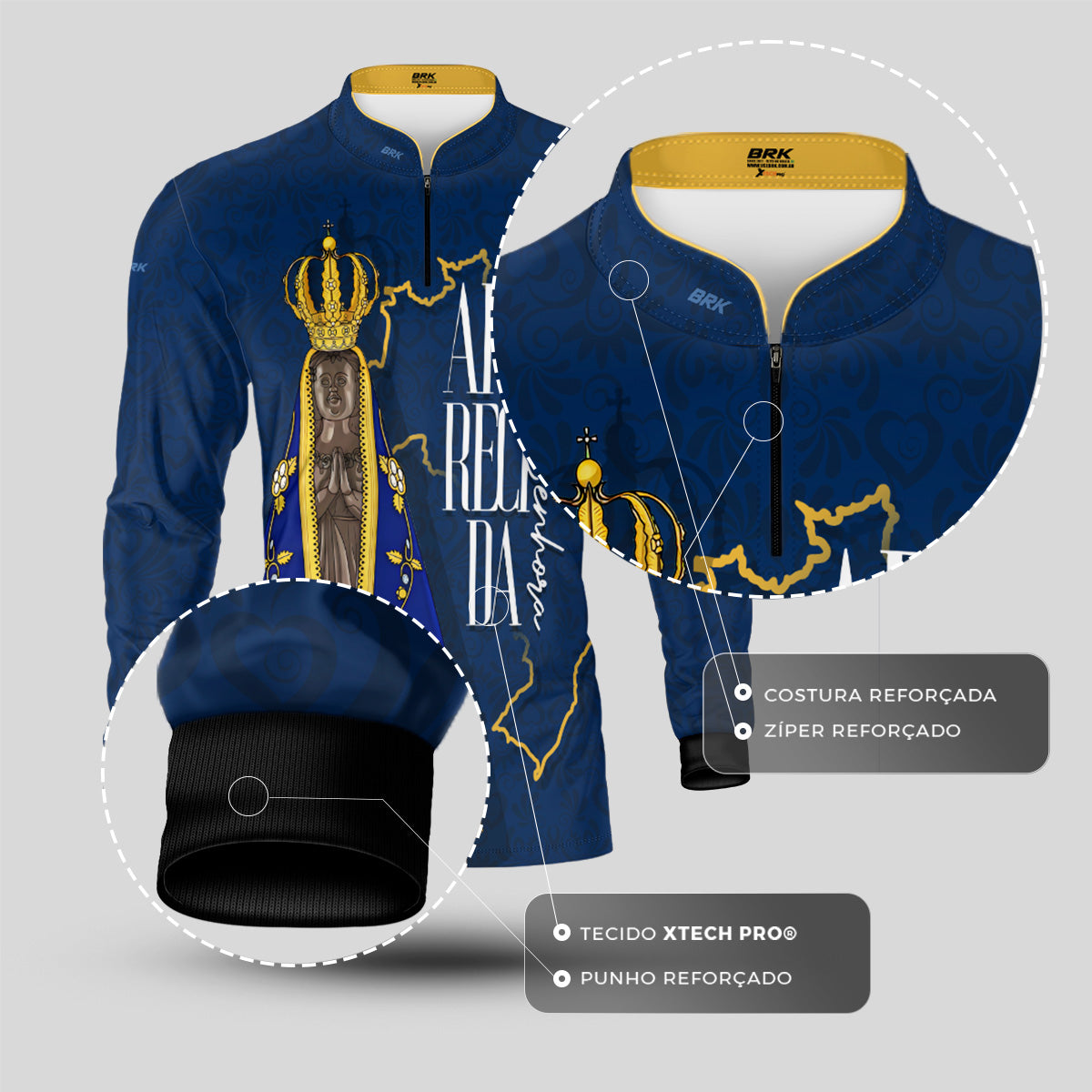 Camisa Agro Brk Eu Sou do Agro Padroeira do Brasil Azul com Proteção UV50 - Envio Imediato - Brk Agro
