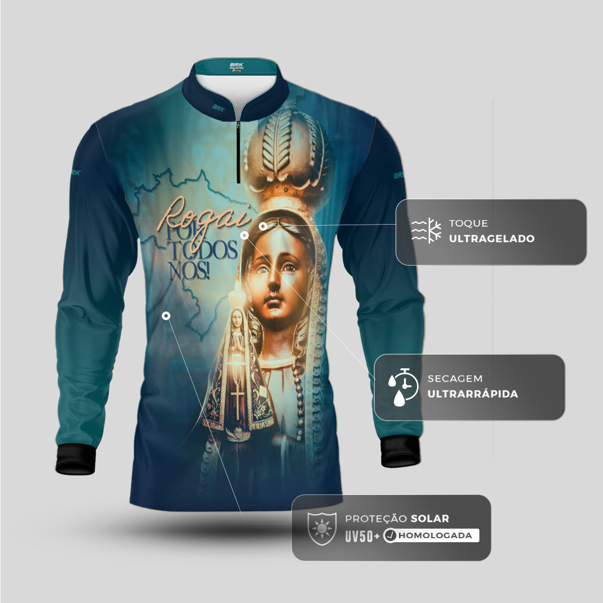 Camisa Agro Brk Eu Sou do Agro Nossa Senhora com Proteção UV50 - Envio Imediato - Brk Agro