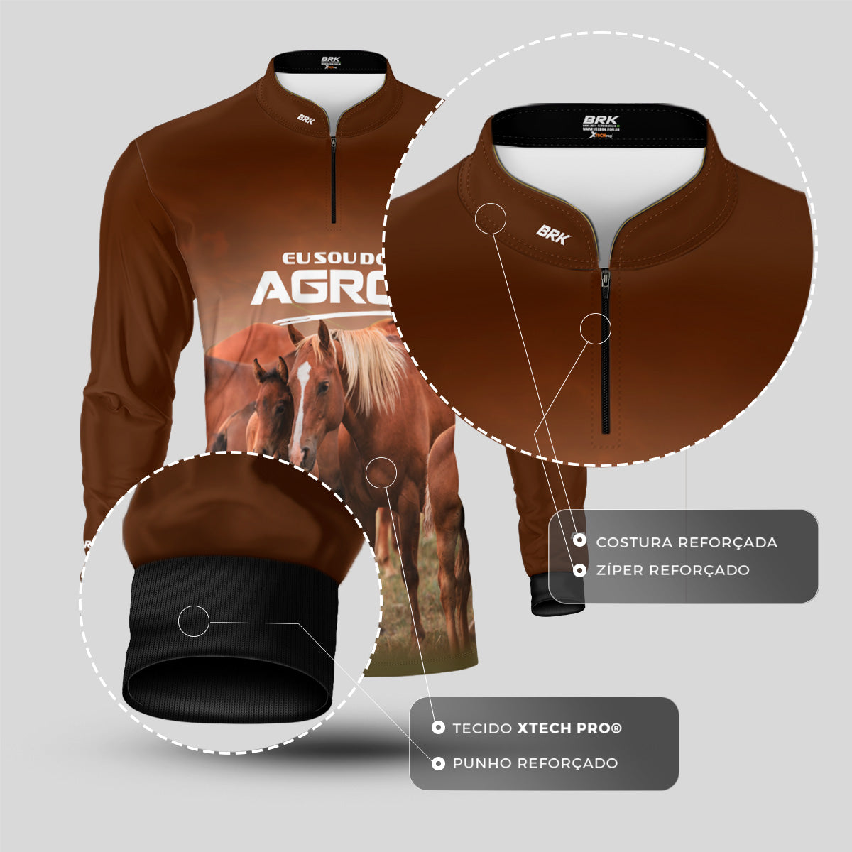 Camisa Agro Brk Eu Sou do Agro Tropilha Reunida com Proteção UV50 - Envio Imediato - Brk Agro
