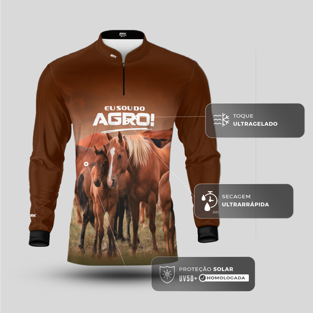 Camisa Agro Brk Eu Sou do Agro Tropilha Reunida com Proteção UV50 - Envio Imediato - Brk Agro