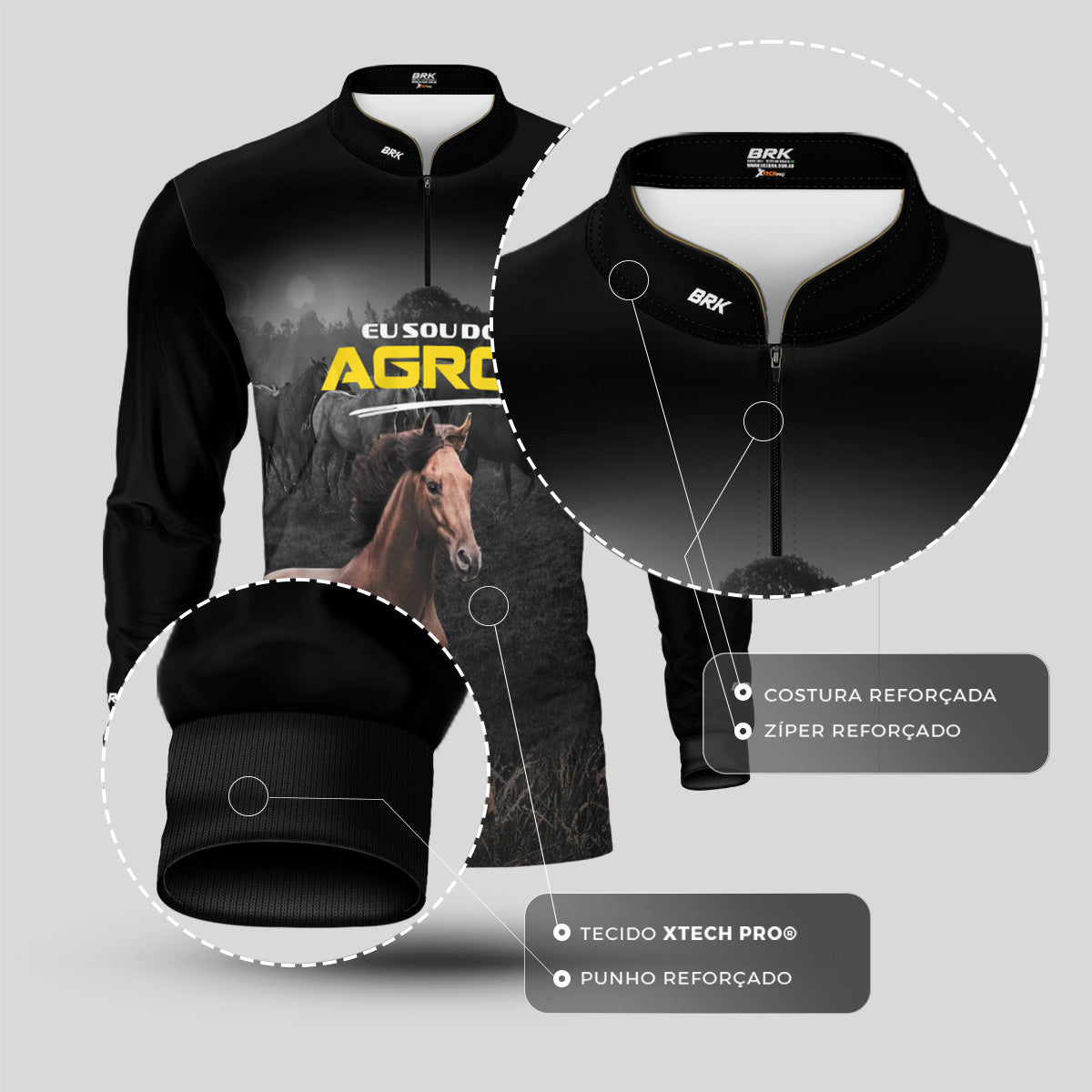 Camisa Agro Brk Eu Sou do Agro Raça e Tradição com Proteção UV50 - Envio Imediato - Brk Agro