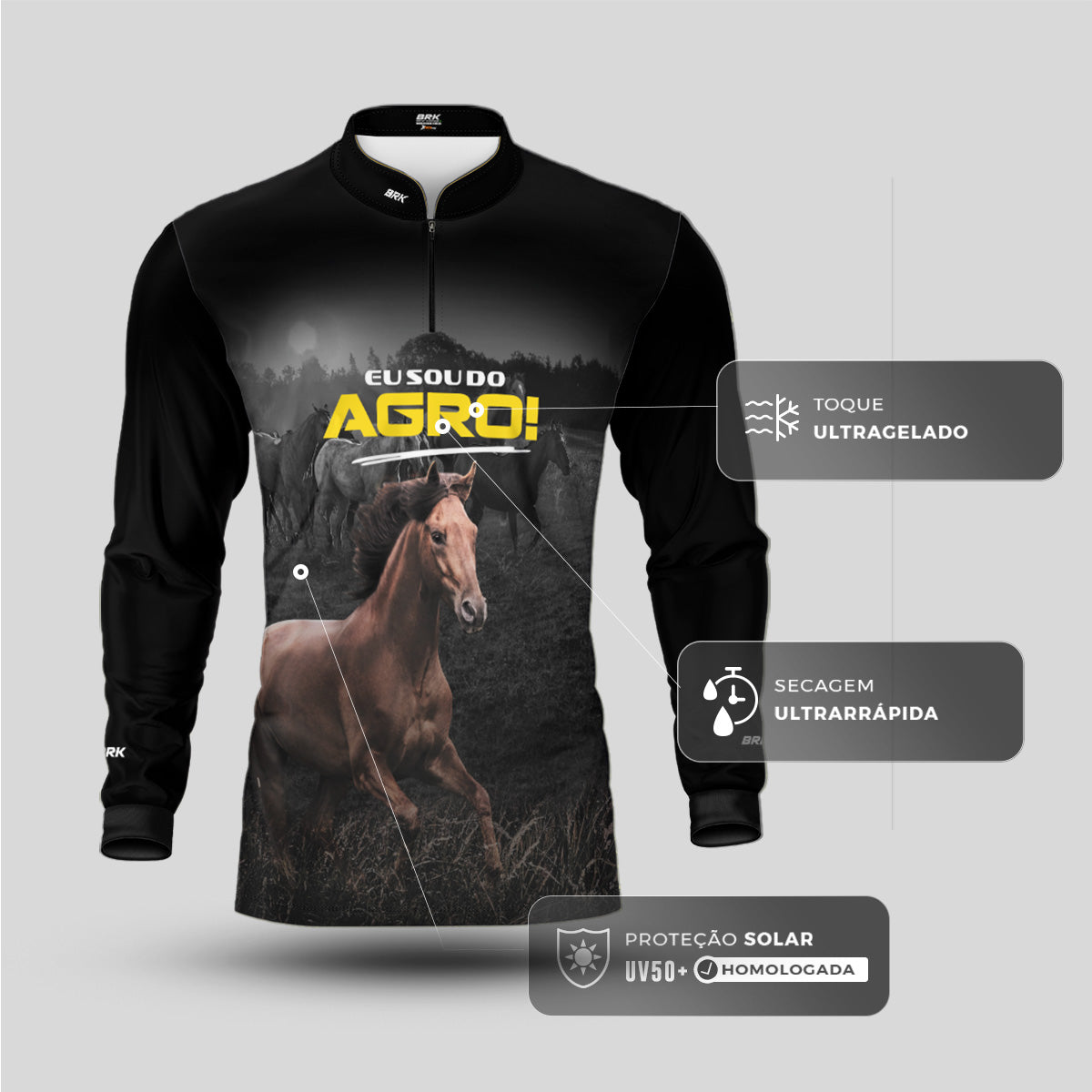 Camisa Agro Brk Eu Sou do Agro Raça e Tradição com Proteção UV50 - Envio Imediato - Brk Agro