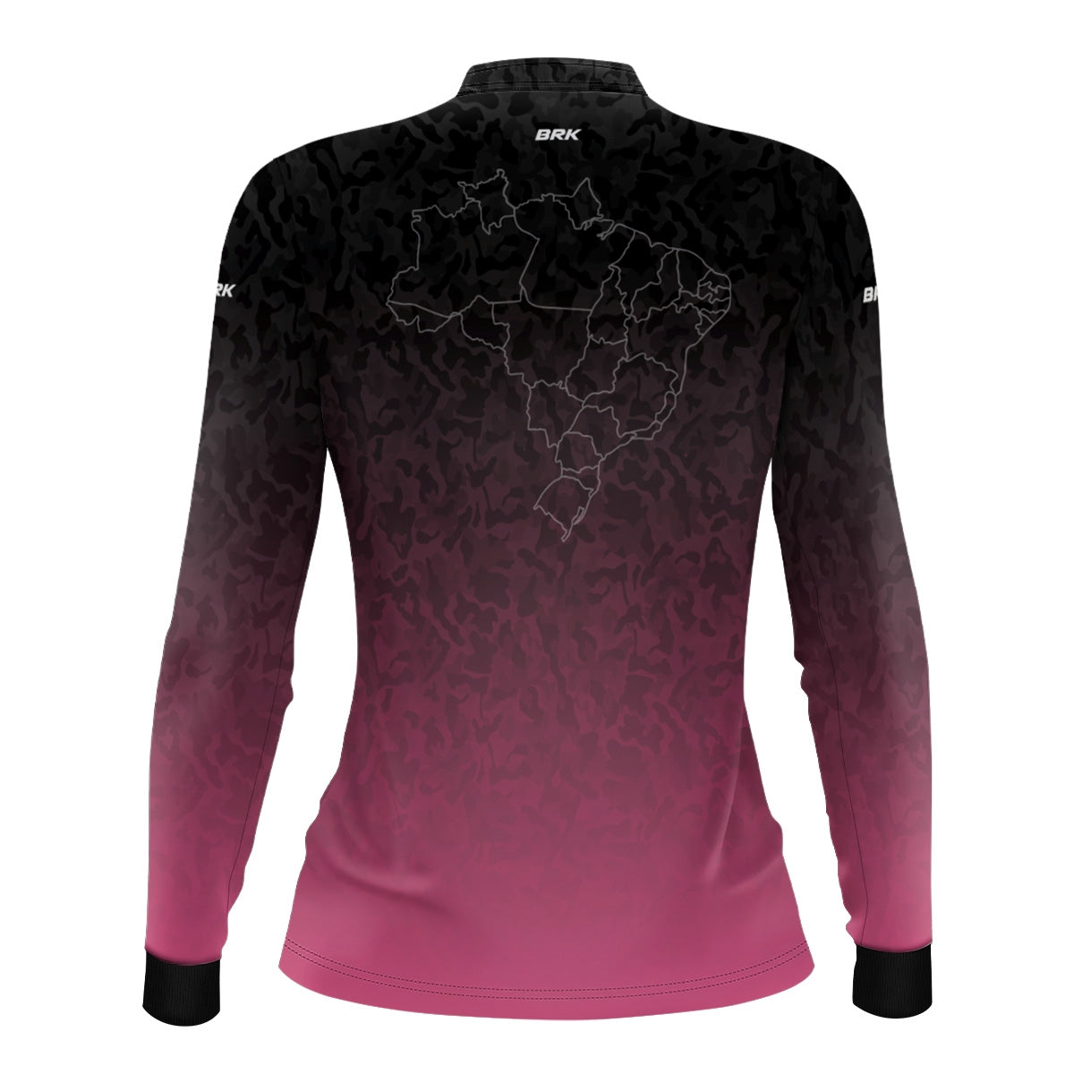 Camisa Feminina Agro Brk Camuflado Preto e Rosa Bandeira do Brasil com Proteção Solar UV50+ - Brk Agro