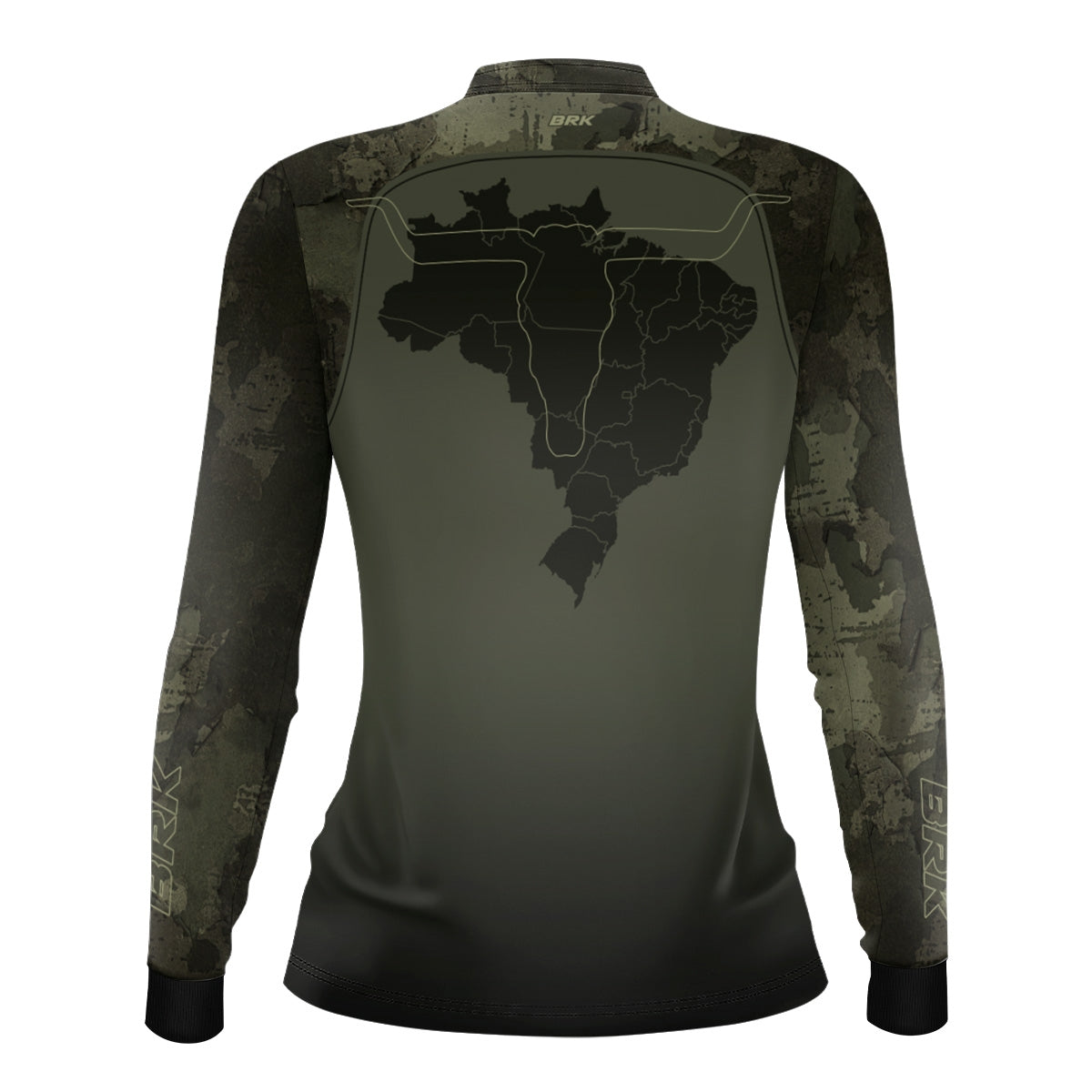 Camisa Feminina Agro Brk Camu Verde Long Horn com Proteção Solar UV50+ - Brk Agro