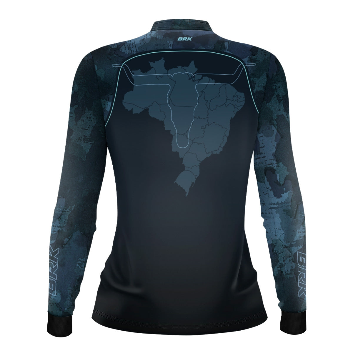 Camisa Agro Feminina Brk Camo Long Horn Brasil Azul com Proteção Solar UV50+ - Brk Agro