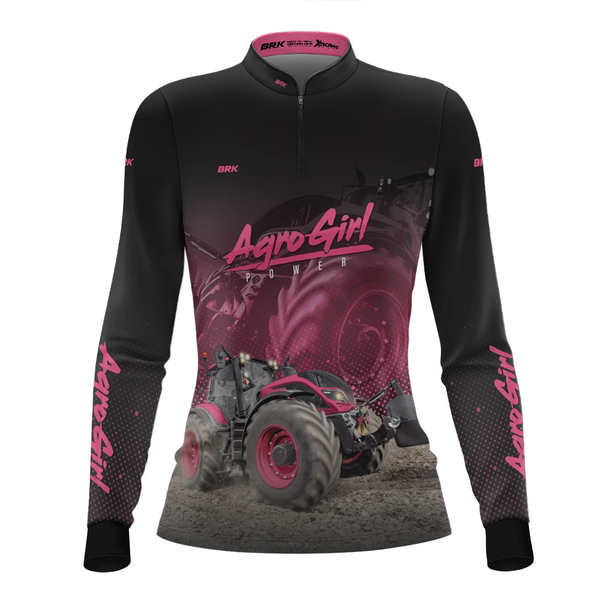 Camisa Feminina Agro Brk Agro Girl Power Rosa com Proteção Solar UV50+