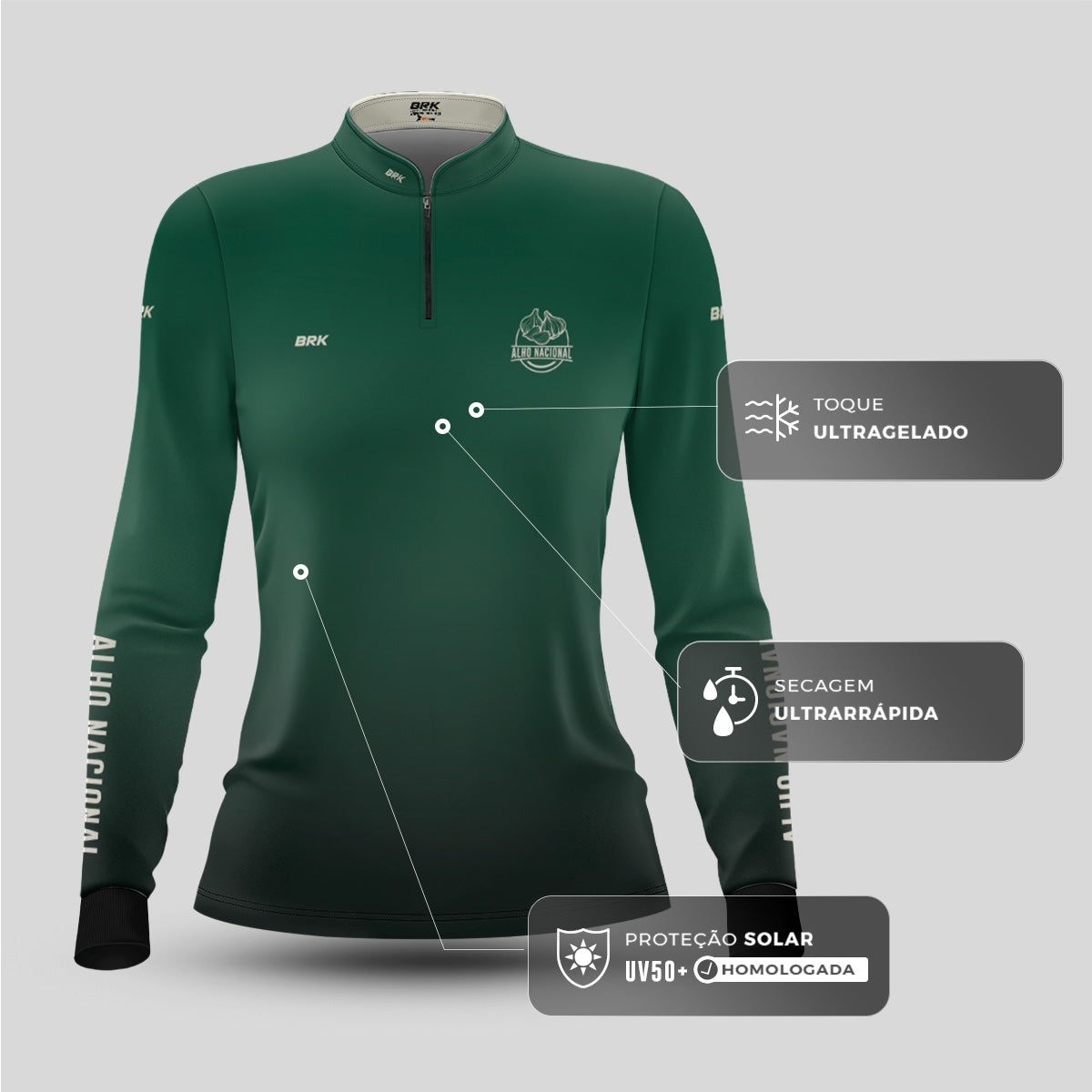 Camisa Agro Feminina Brk Alho Nacional com Proteção Solar UV50+ - Brk Agro