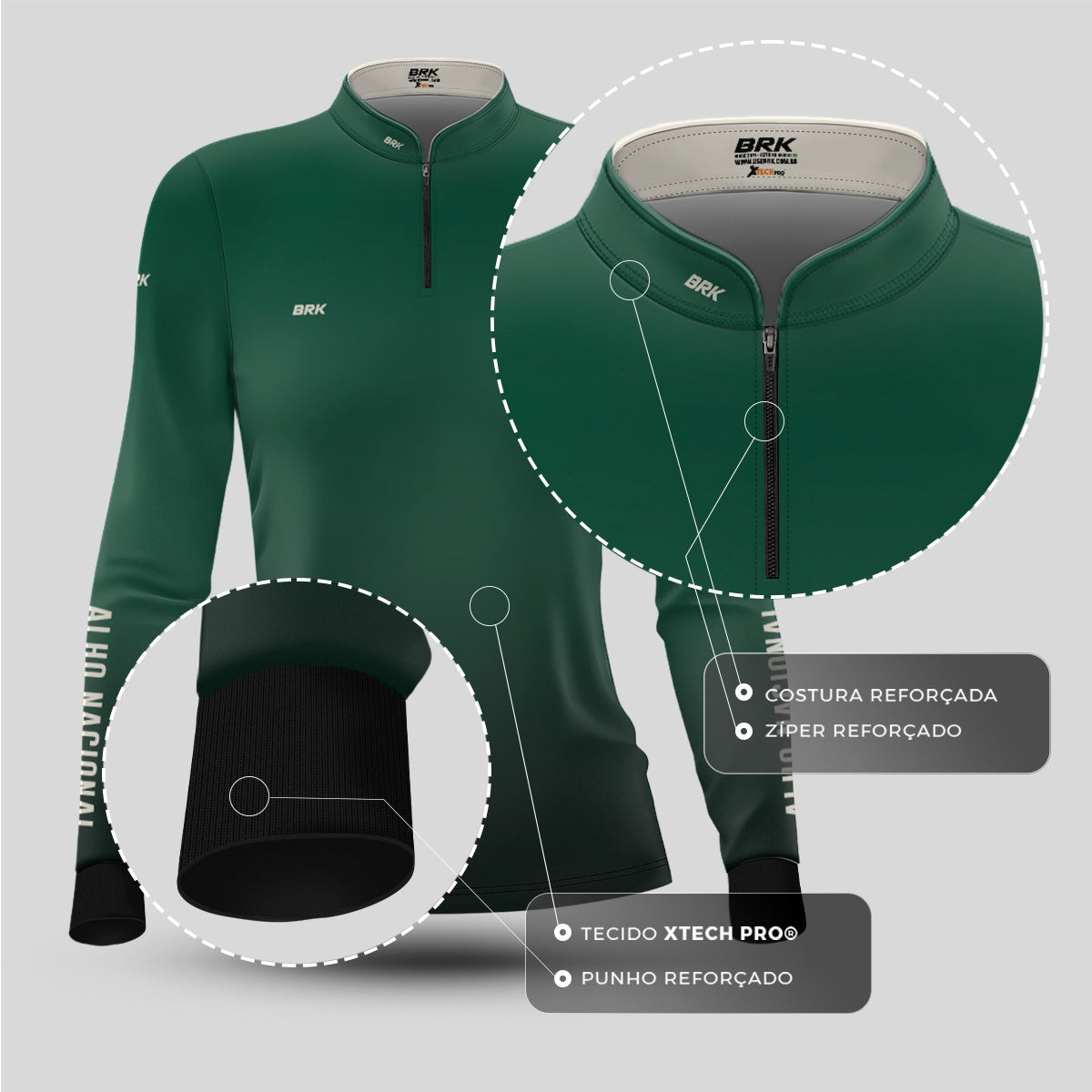 Camisa Agro Feminina Brk Alho Nacional Brasil com Proteção Solar UV50+ - Brk Agro