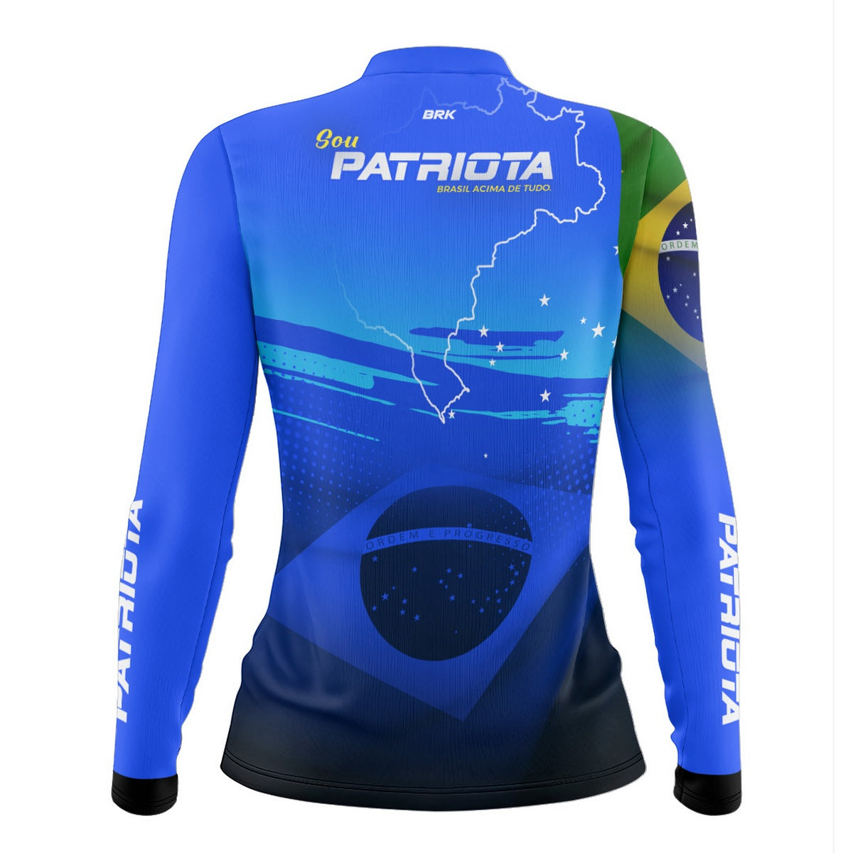 Camisa Agro Feminina Brk Básica Patriota Azul Bandeira do Brasil com Proteção UV50+ - Brk Agro