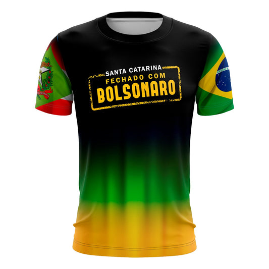 Camiseta Brasil Patriota SC Fechado com Bolsonaro UV50+ Envio Imediato