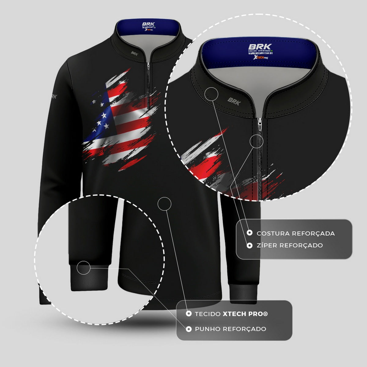 Camisa Agro Infantil Brk Clean Bandeira EUA com Proteção UV50+ - Brk Agro