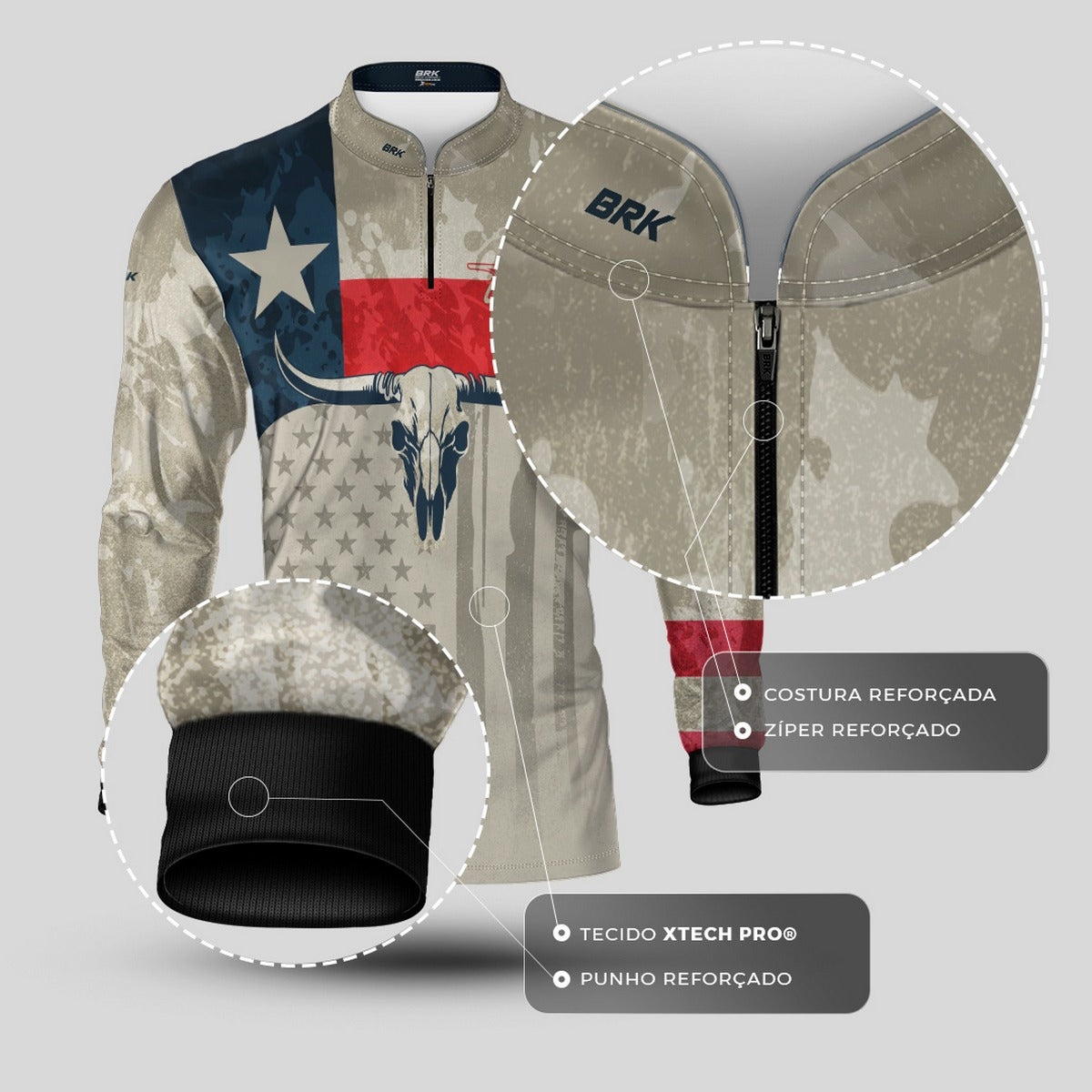 Camisa Brk Texas Long Horn com Proteção UV50+ - Brk Agro