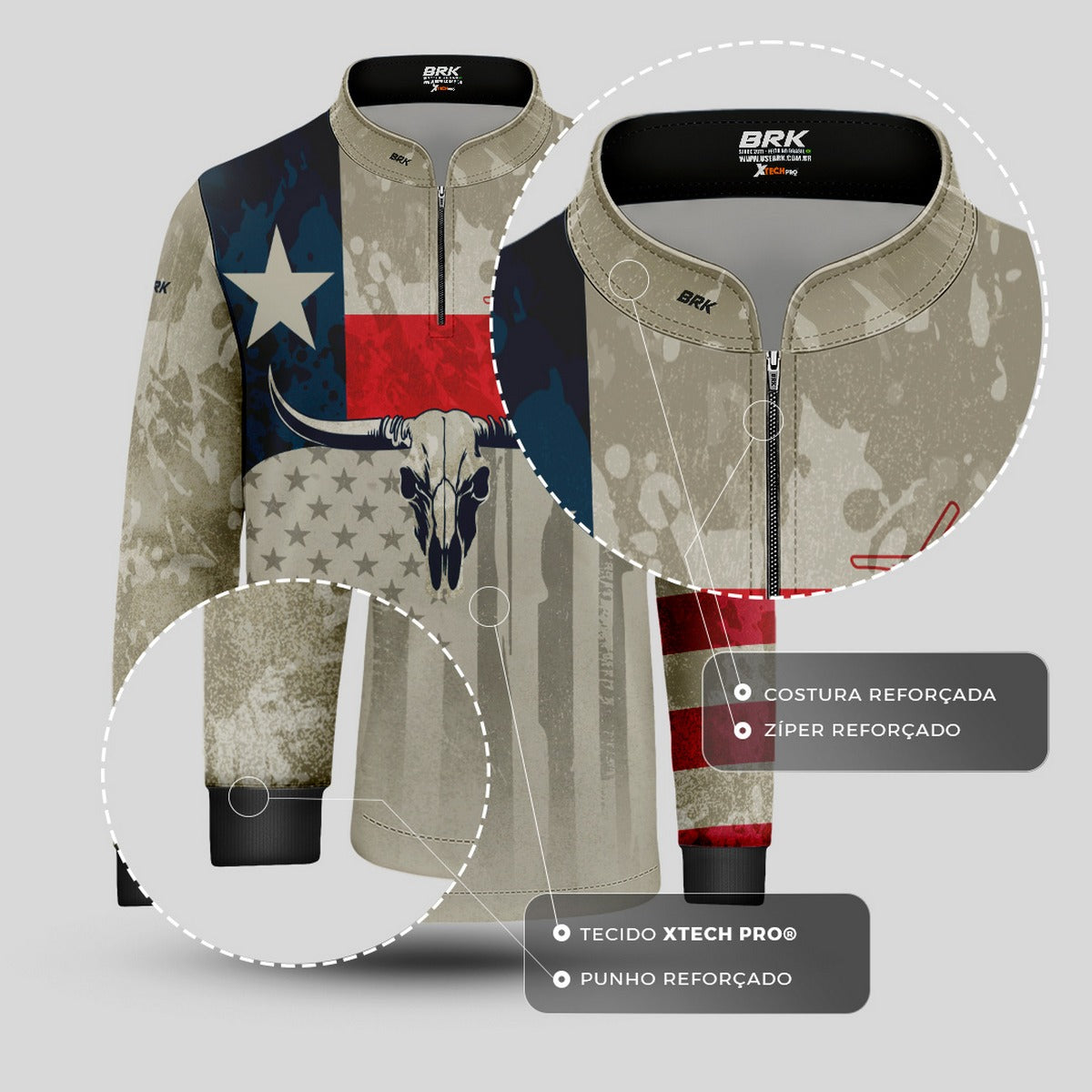 Camisa Agro Infantil Brk Texas Longhorn com Proteção UV50+ - Brk Agro