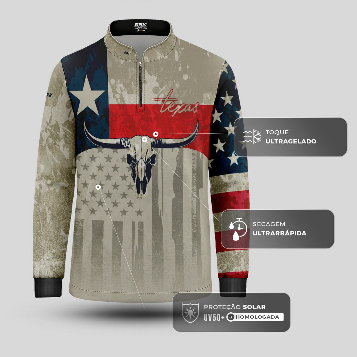 Camisa Agro Infantil Brk Texas Longhorn com Proteção UV50+ - Brk Agro