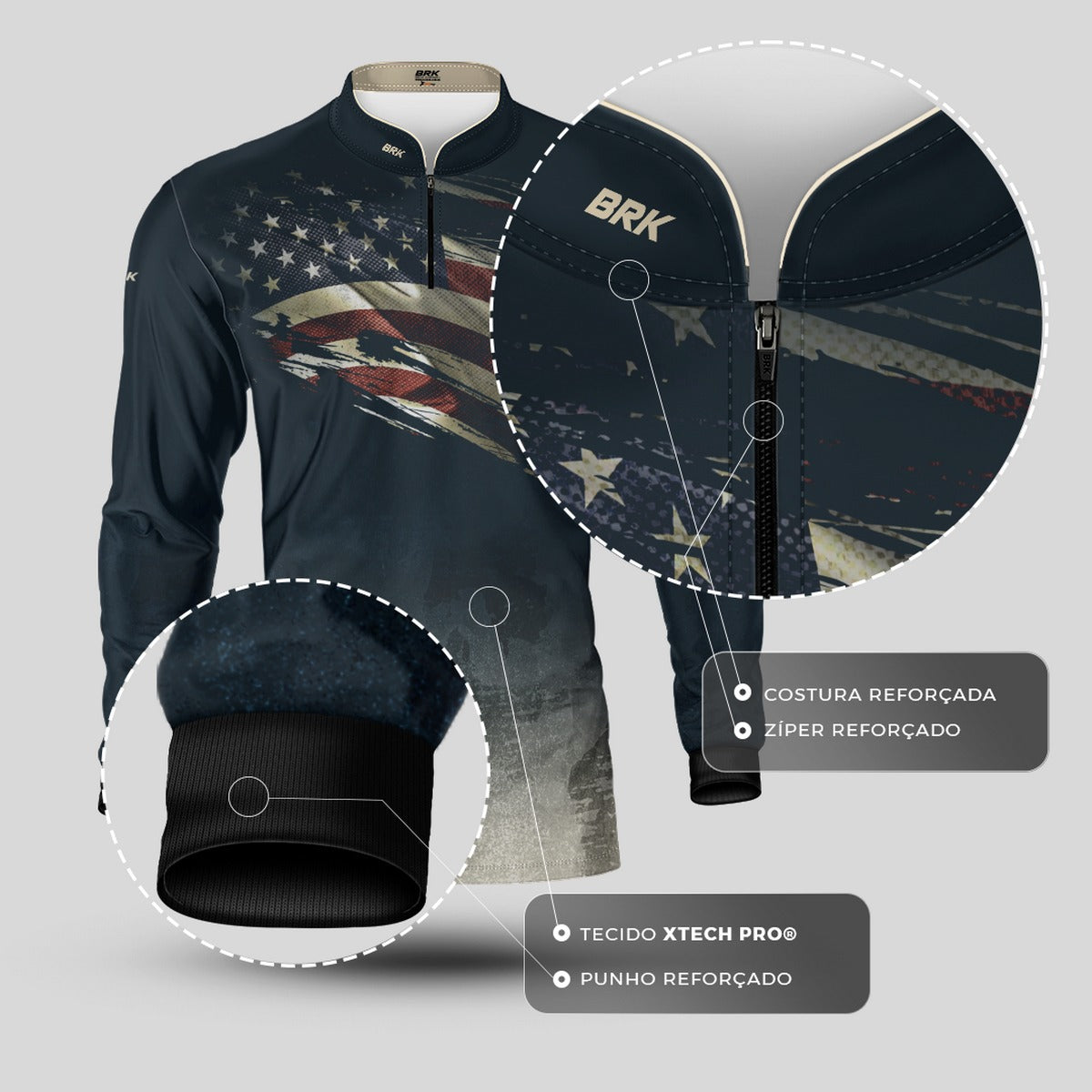 Camisa Agro Brk Clean Bandeira dos EUA com Proteção UV50+ - Brk Agro