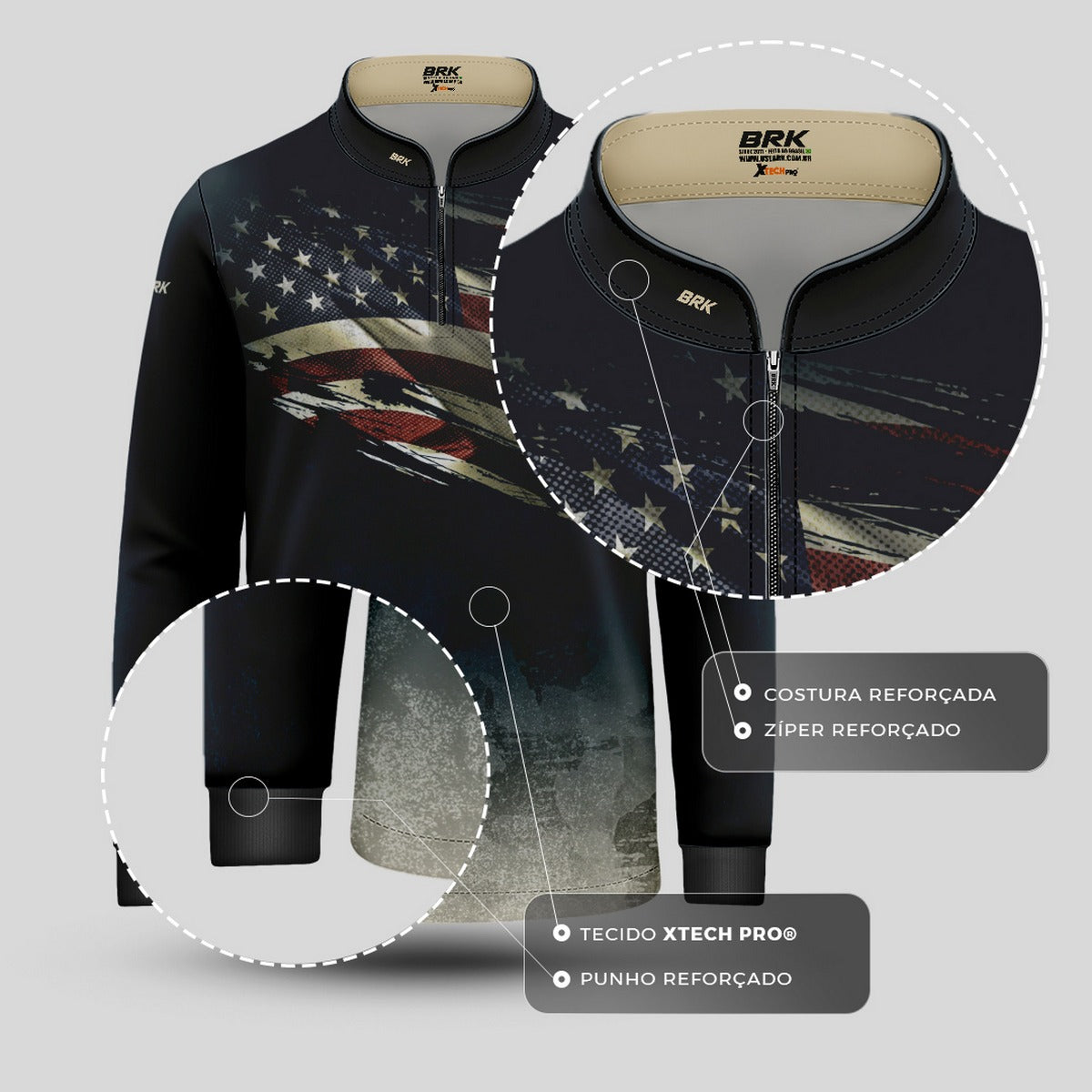 Camisa Agro Infantil Brk Clean Bandeira dos EUA com Proteção UV50+ - Brk Agro