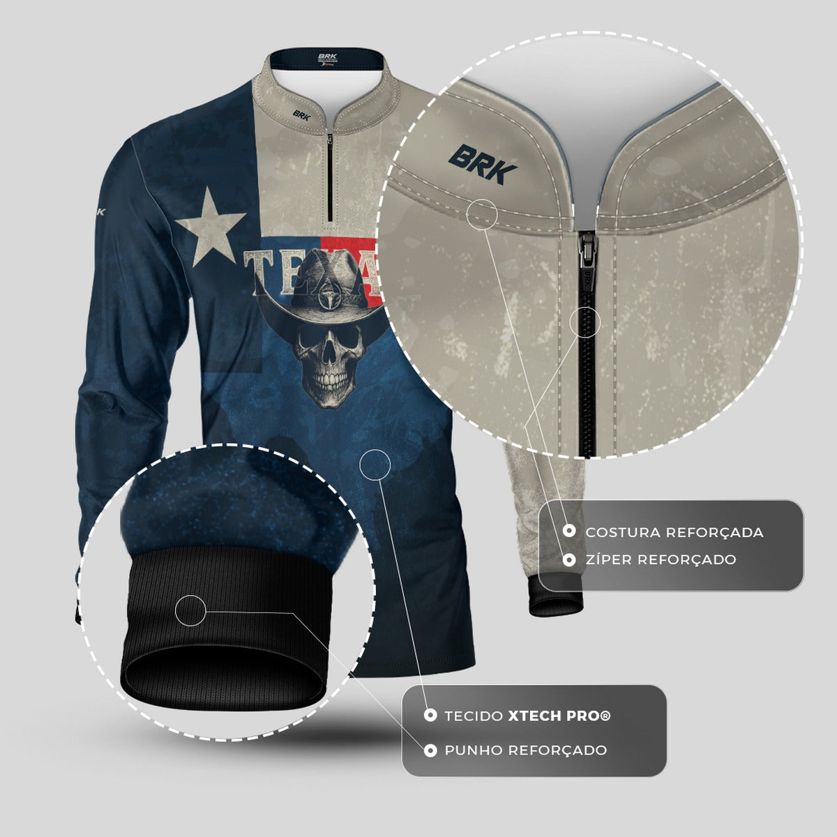 Camisa Agro Brk Skull Texas com Proteção UV50+ - Brk Agro