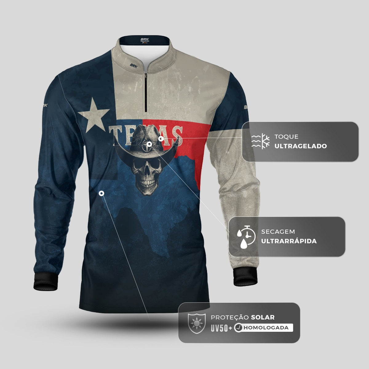 Camisa Agro Brk Skull Texas com Proteção UV50+ - Brk Agro