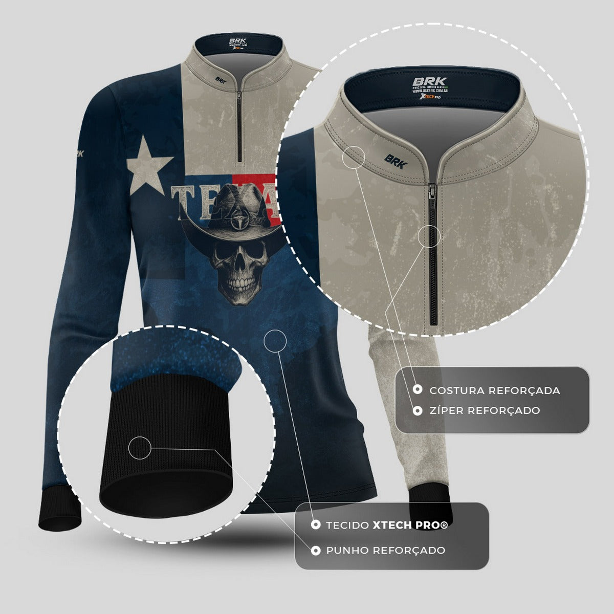 Camisa Agro Feminina Brk Skull Texas com Proteção UV50+ - Brk Agro