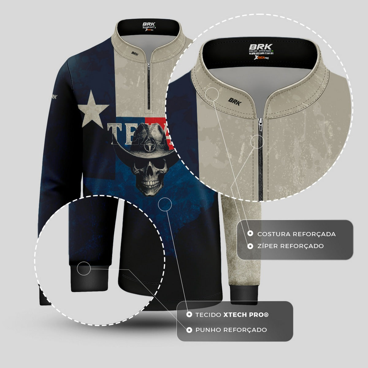 Camisa Agro Infantil Brk Skull Texas com Proteção UV50+ - Brk Agro