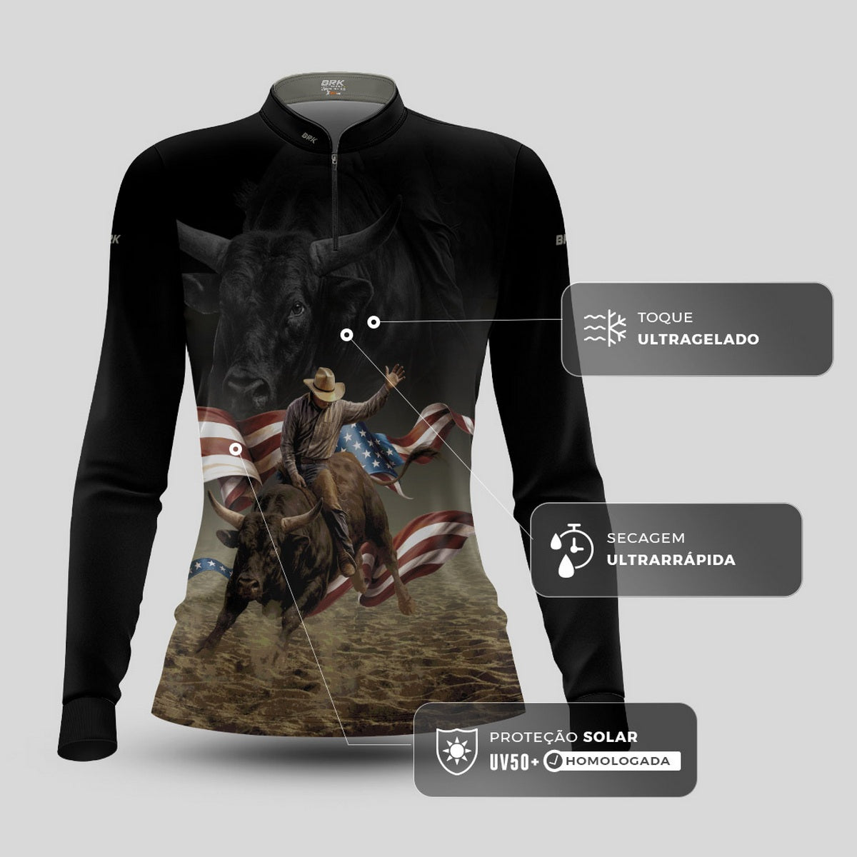 Camisa Agro Feminina Brk Texas Cowboy com Proteção UV50+ - Brk Agro