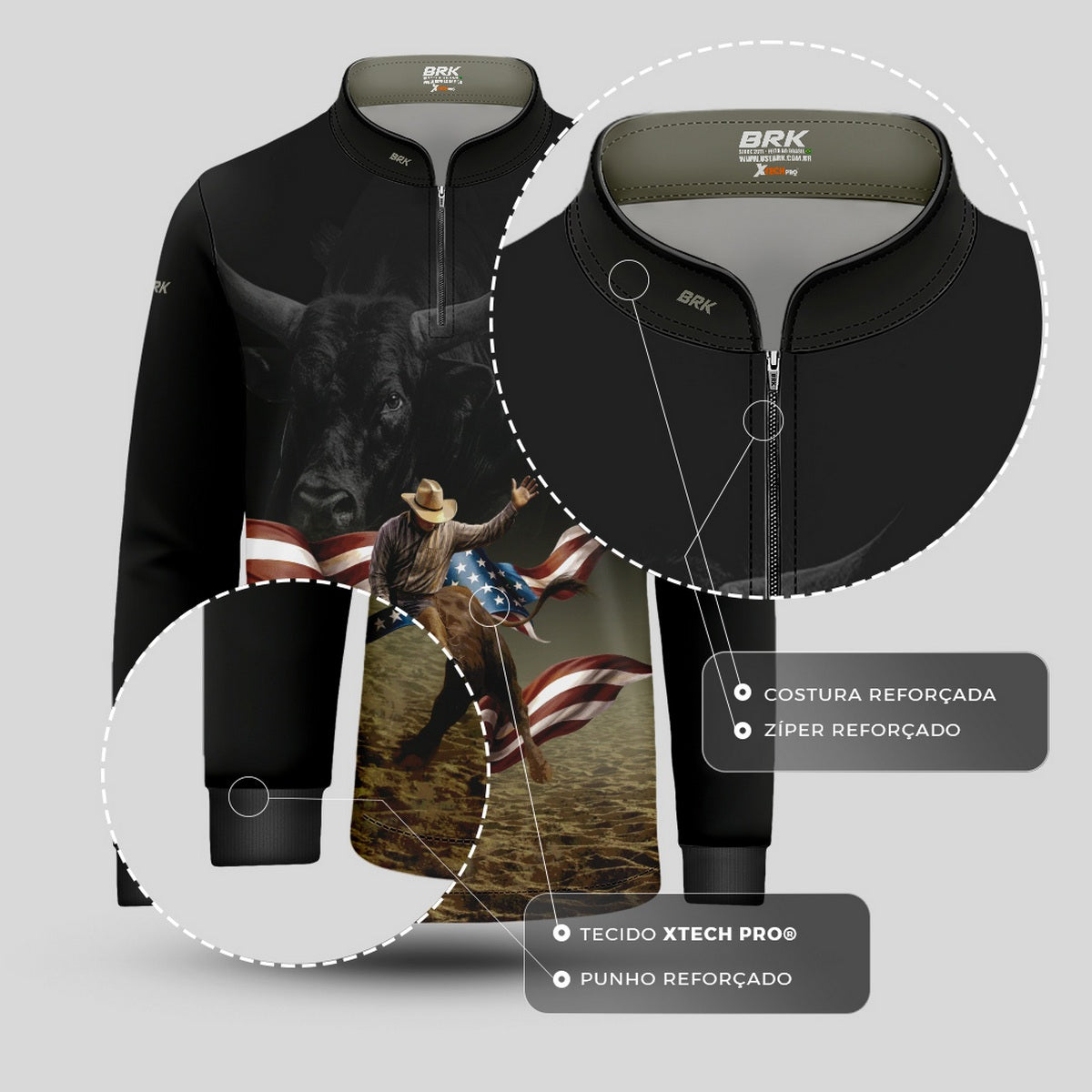 Camisa Agro Infantil Brk Texas Cowboy com Proteção UV50+ - Brk Agro