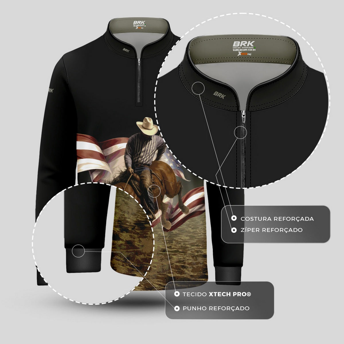 Camisa Agro Infantil Brk Texas Cowboy 2 com Proteção UV50+ - Brk Agro