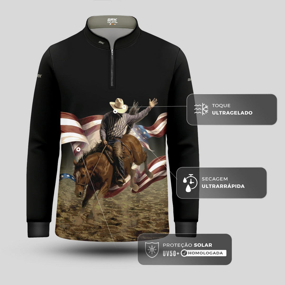 Camisa Agro Infantil Brk Texas Cowboy 2 com Proteção UV50+ - Brk Agro