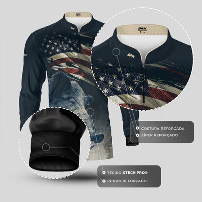 Camisa Agro Brk Javali Bandeira EUA com Proteção UV50+ - Brk Agro