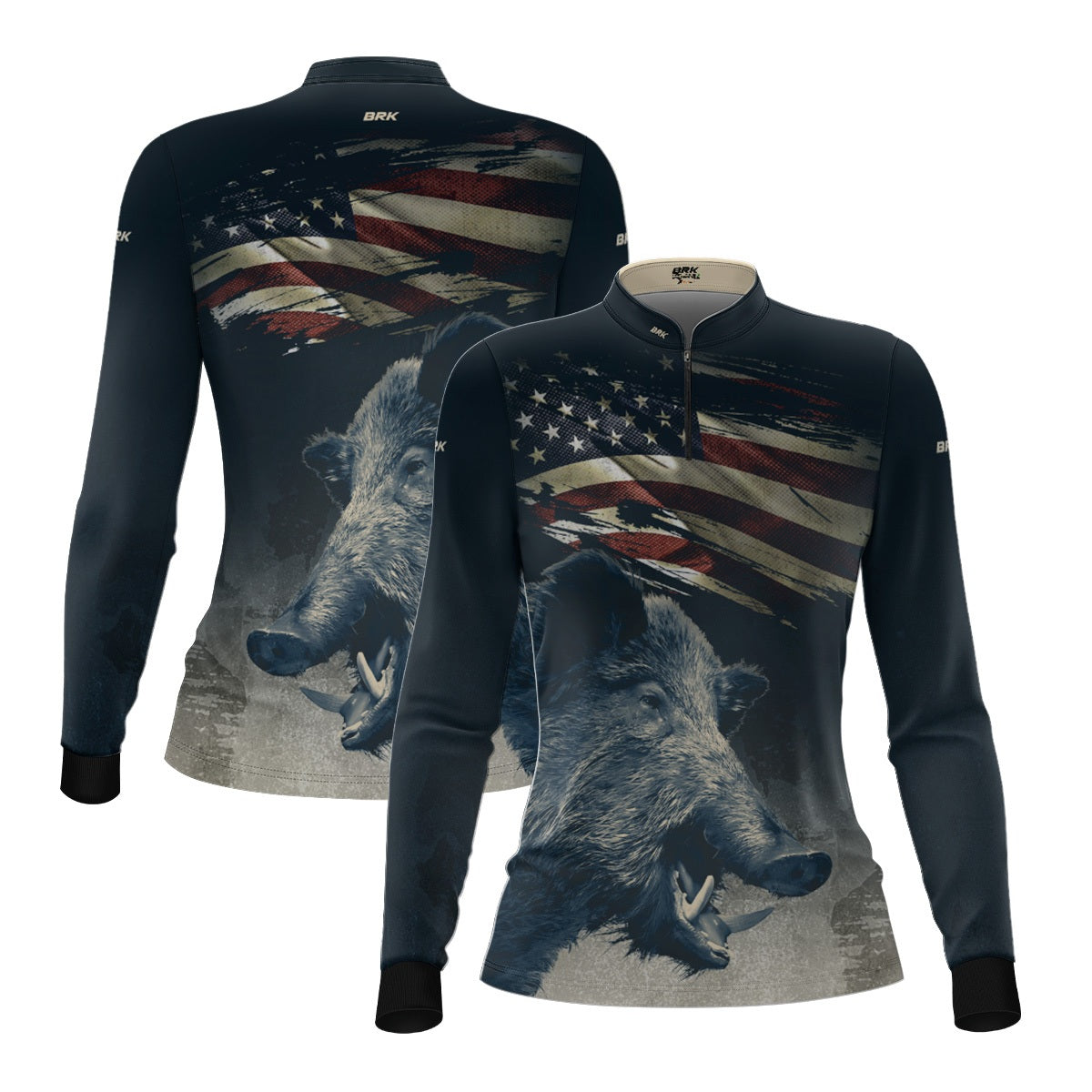 Camisa Agro Feminina Brk Javali Bandeira EUA com Proteção UV50+ - Brk Agro