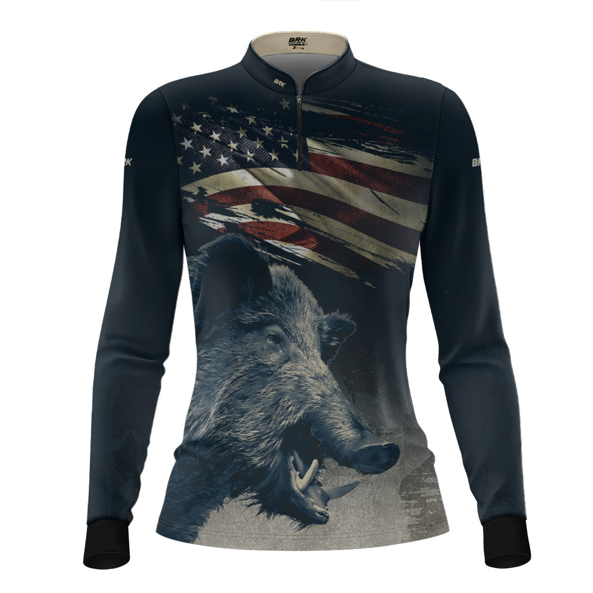 Camisa Agro Feminina Brk Javali Bandeira EUA com Proteção UV50+ - Brk Agro