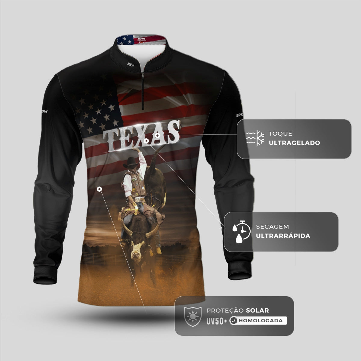 Camisa Agro Brk Texas Rodeio com Proteção UV50+ - Brk Agro