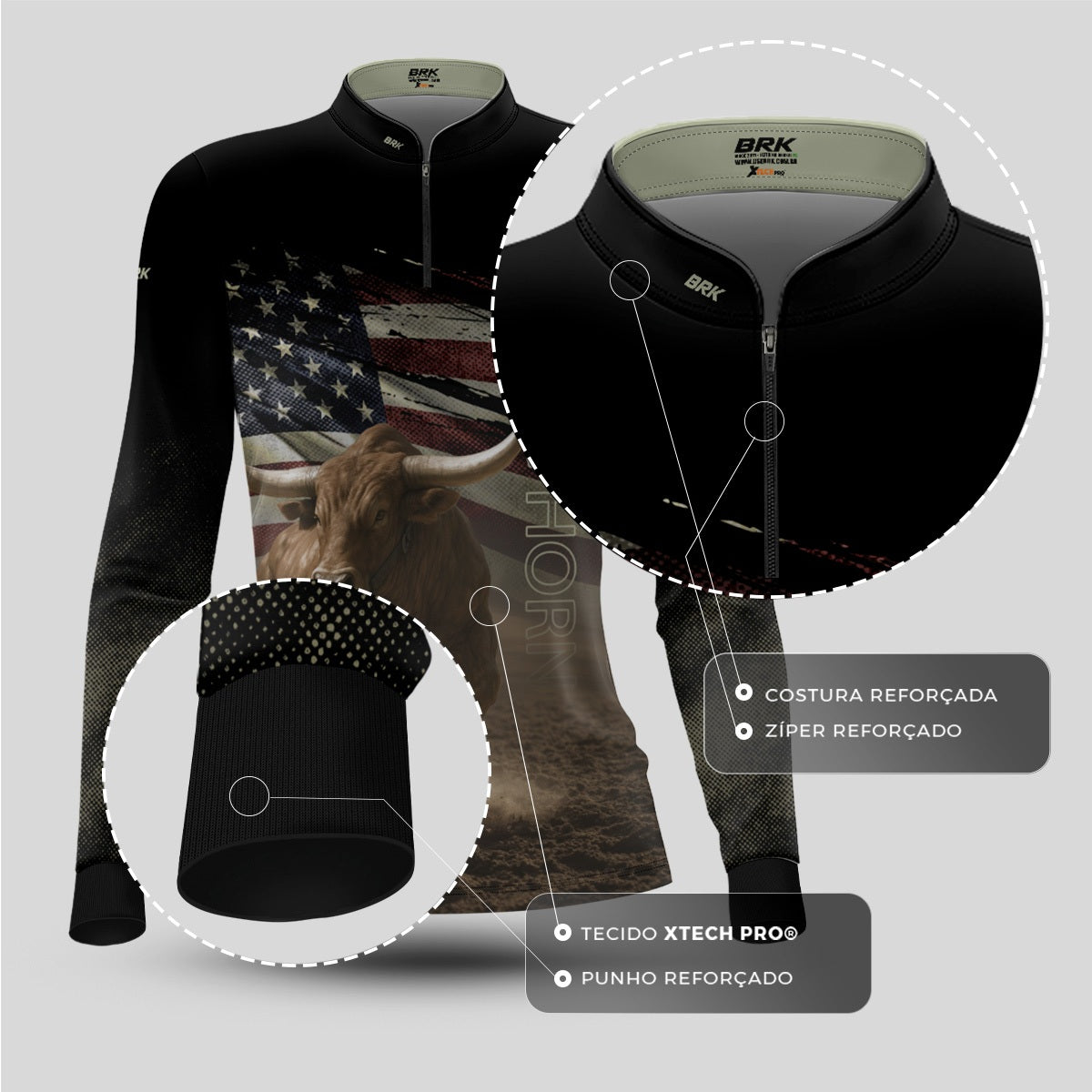 Camisa Agro Feminina Brk Touro Longhorn com Proteção UV50+ - Brk Agro