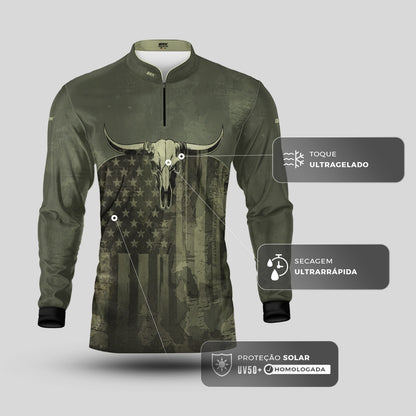 Camisa Agro Brk Skull Longhorn com Proteção UV50+ - Brk Agro