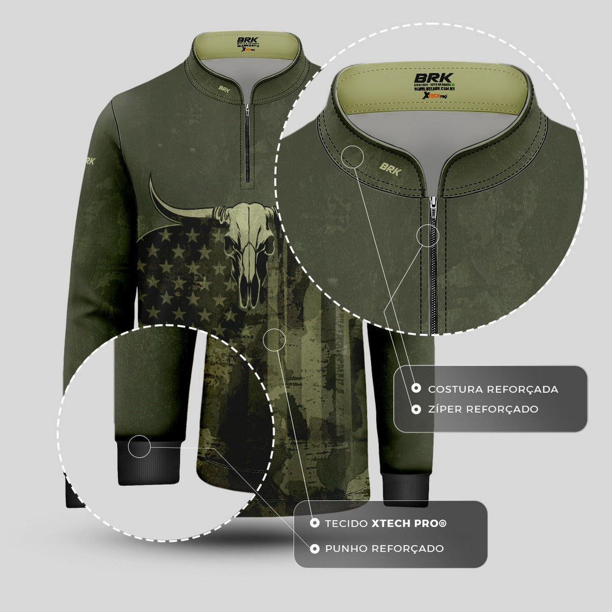 Camisa Agro Infantil Brk Skull Longhorn com Proteção UV50+ - Brk Agro