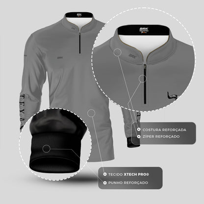 Camisa Agro Brk Clean Cinza Texas Longhorn com Proteção UV50+ - Brk Agro