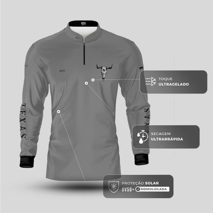 Camisa Agro Brk Clean Cinza Texas Longhorn com Proteção UV50+ - Brk Agro