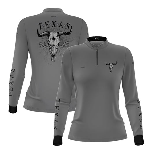 Camisa Agro Feminina Brk Clean Cinza Texas Longhorn com Proteção UV50+ - Brk Agro