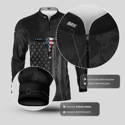 Camisa Agro Brk Skull Longhorn USA com Proteção UV50+ - Brk Agro