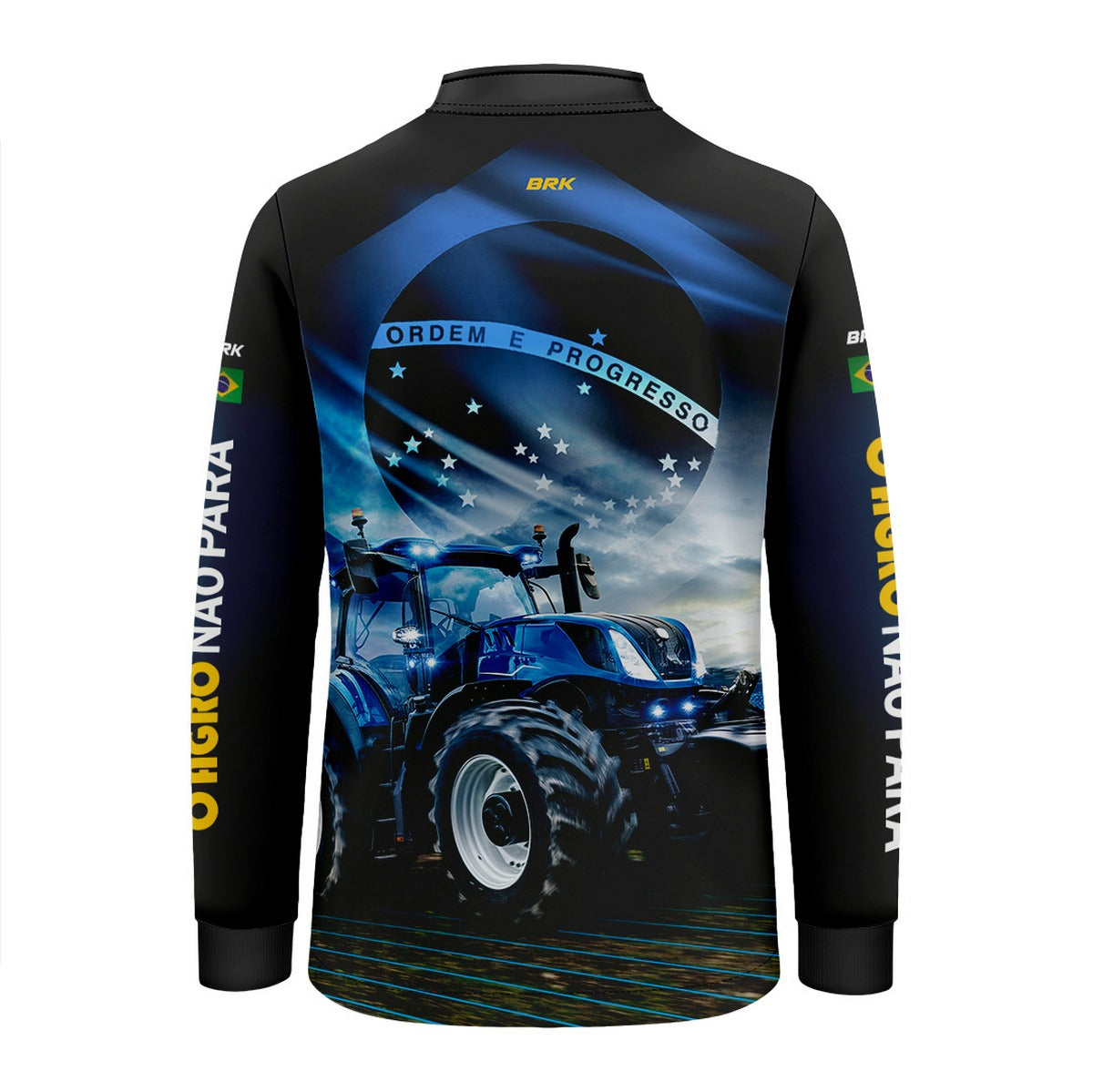 Camisa Agro Infantil Brk O Agro Não Para Azul Proteção Solar UV50+