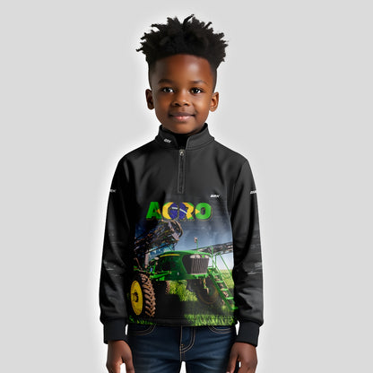 Camisa Brk Agro Infantil Preta Pulverizador Proteção Solar UV50+ - Brk Agro