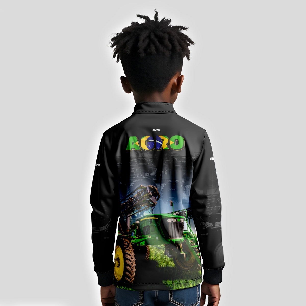 Camisa Brk Agro Infantil Preta Pulverizador Proteção Solar UV50+ - Brk Agro