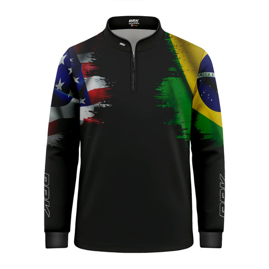 Camisa Agro Brk Bandeira Brasil Estados Unidos com Proteção Solar UV50+