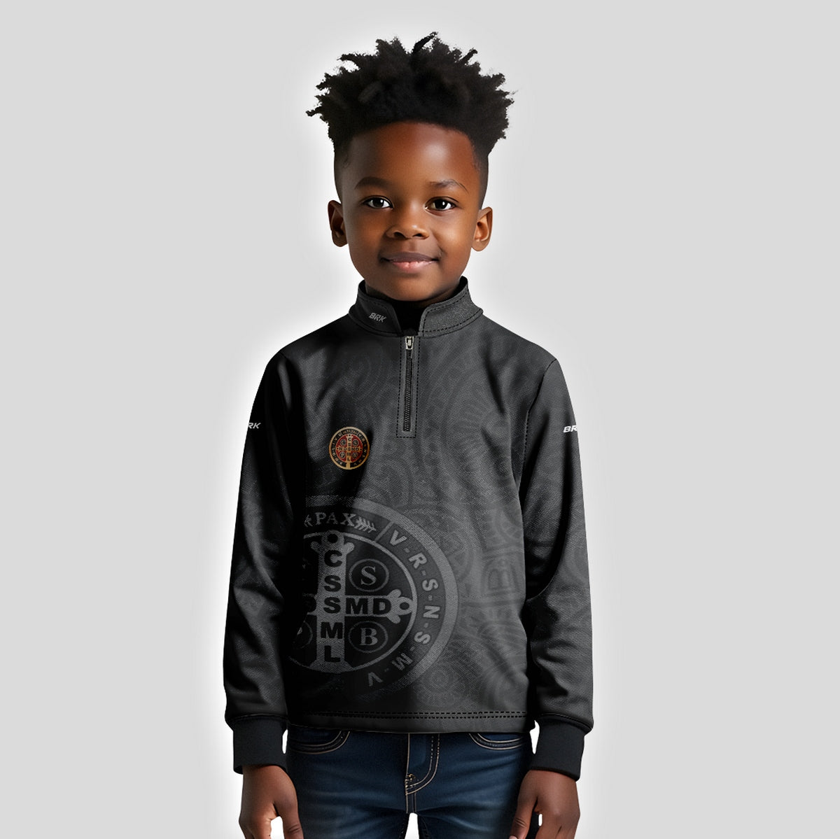 Camisa Infantil Agro Brk São Bento Dourado Preta com Proteção Solar UV50+ - Brk Agro