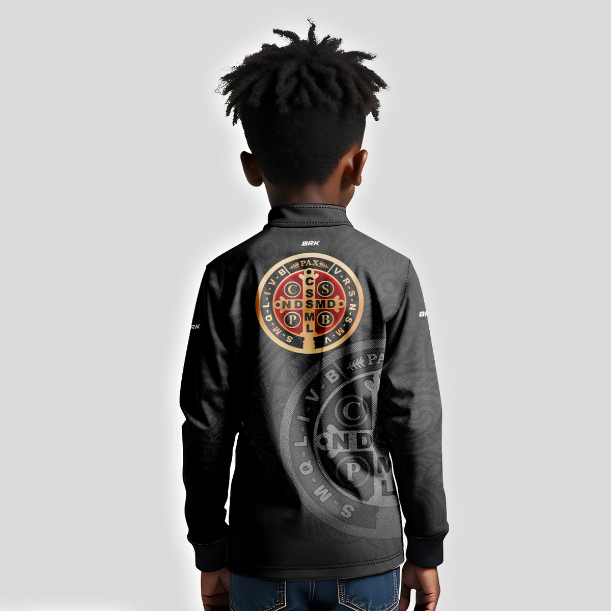 Camisa Infantil Agro Brk São Bento Dourado Preta com Proteção Solar UV50+ - Brk Agro