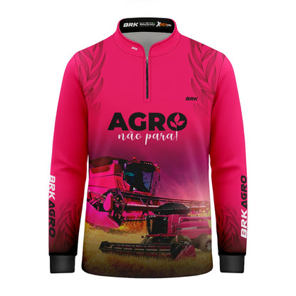 Camisa Infantil Agro Brk Infantil O Agro Não Para Rosa com UV50+