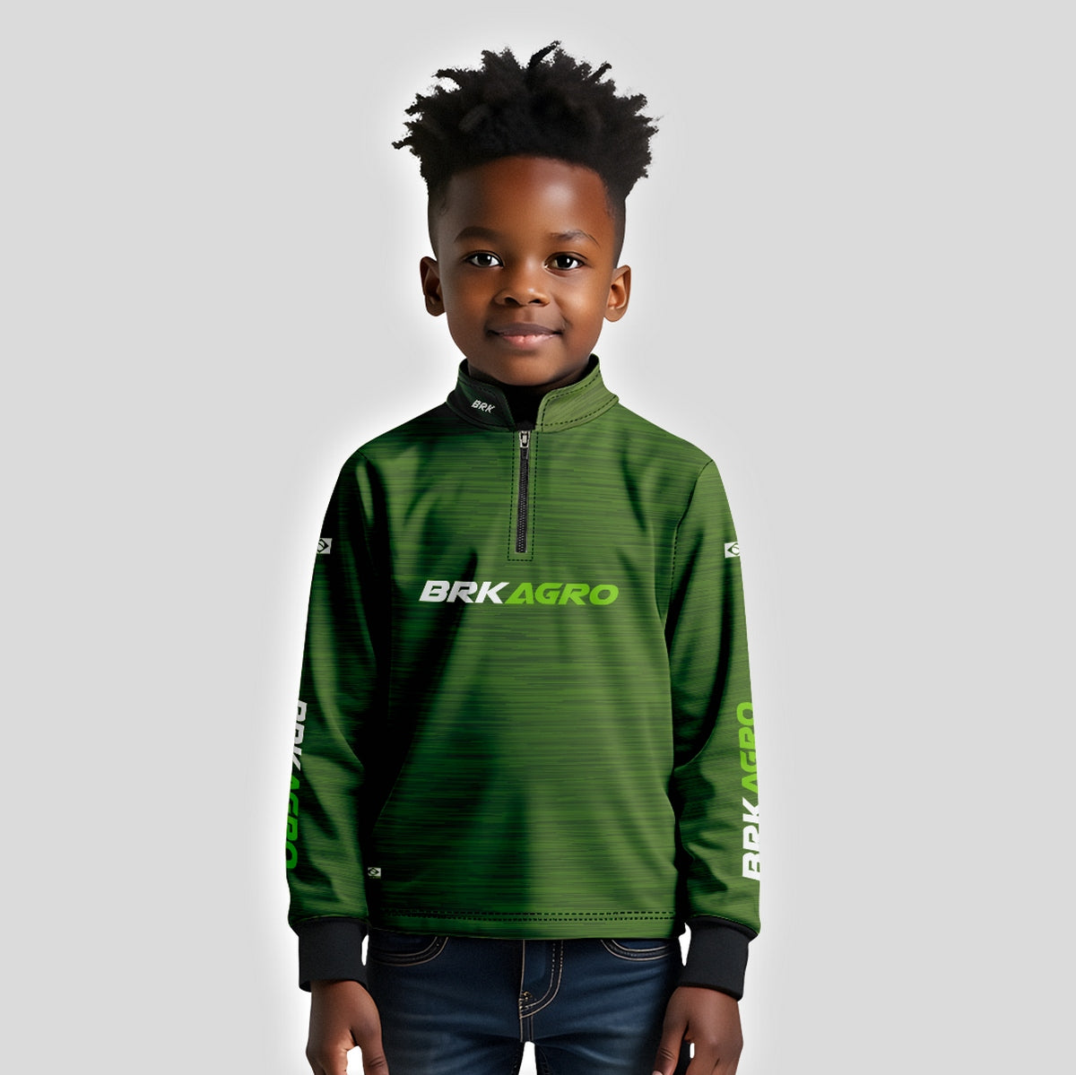 Camisa Agro Infantil Brk Mescla Verde com Proteção Solar UV50+ - Brk Agro