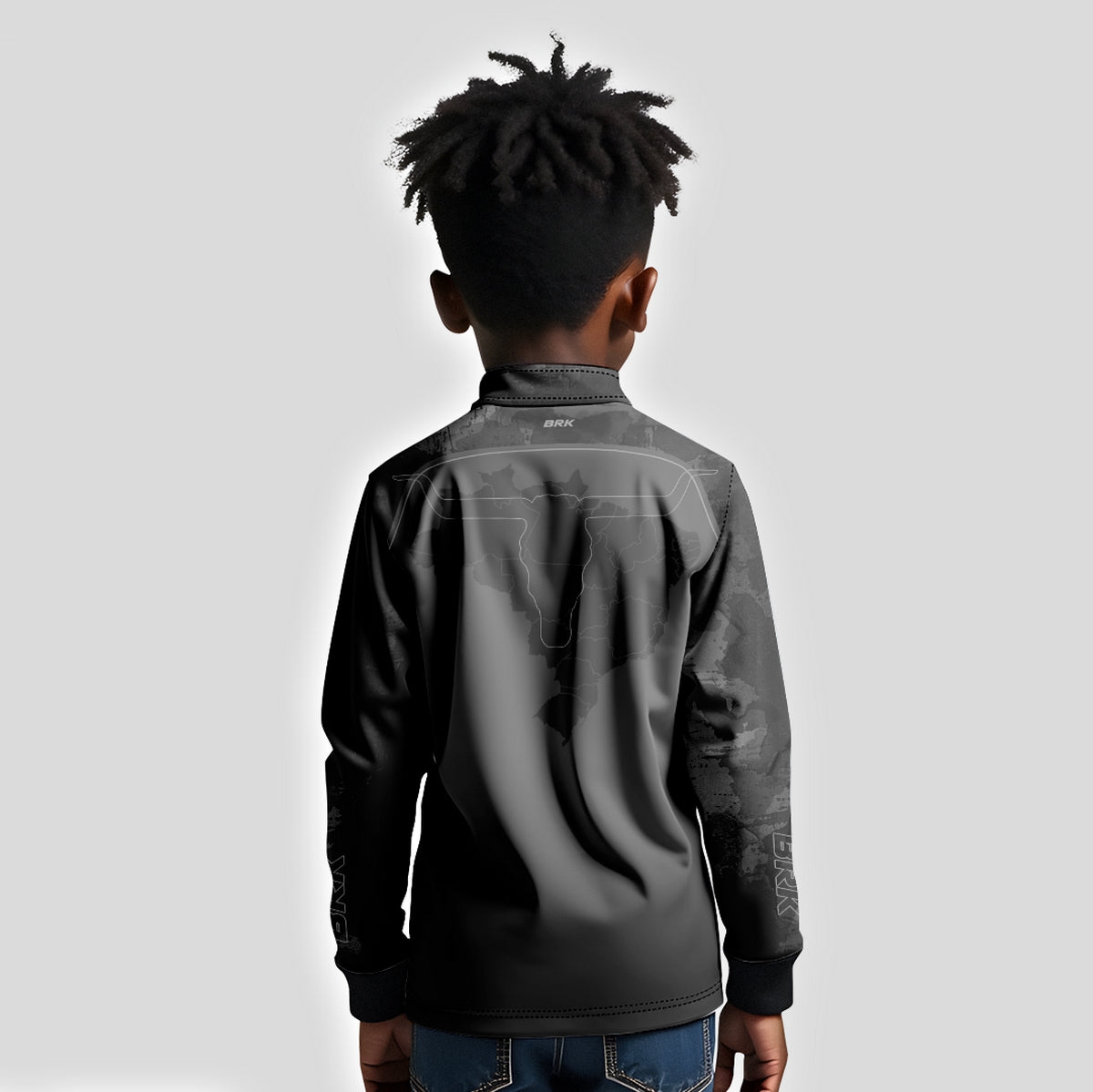 Camisa Agro Infantil Brk Camo Long Horn Brasil Cinza com Proteção Solar UV50+ - Brk Agro